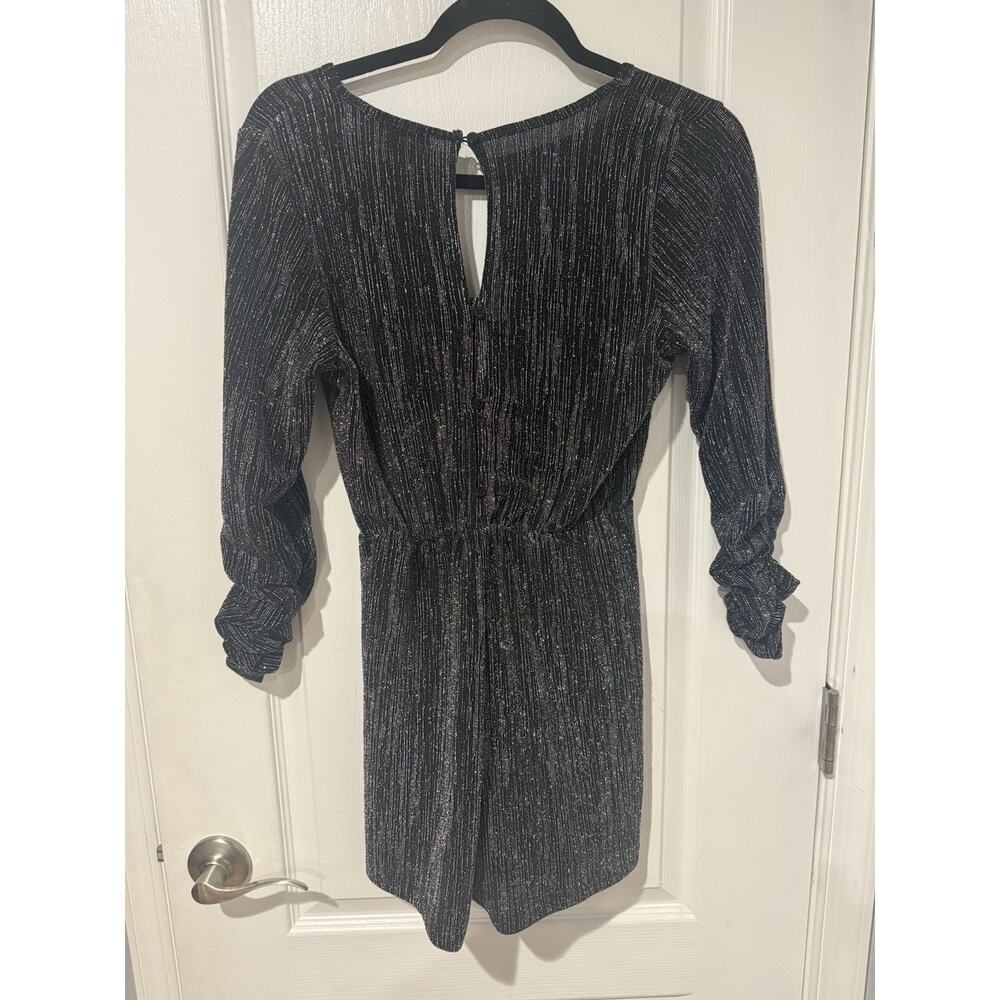 Silver/Black Size Small Romper Sparkle Long Sleeve - Picture 5 of 11